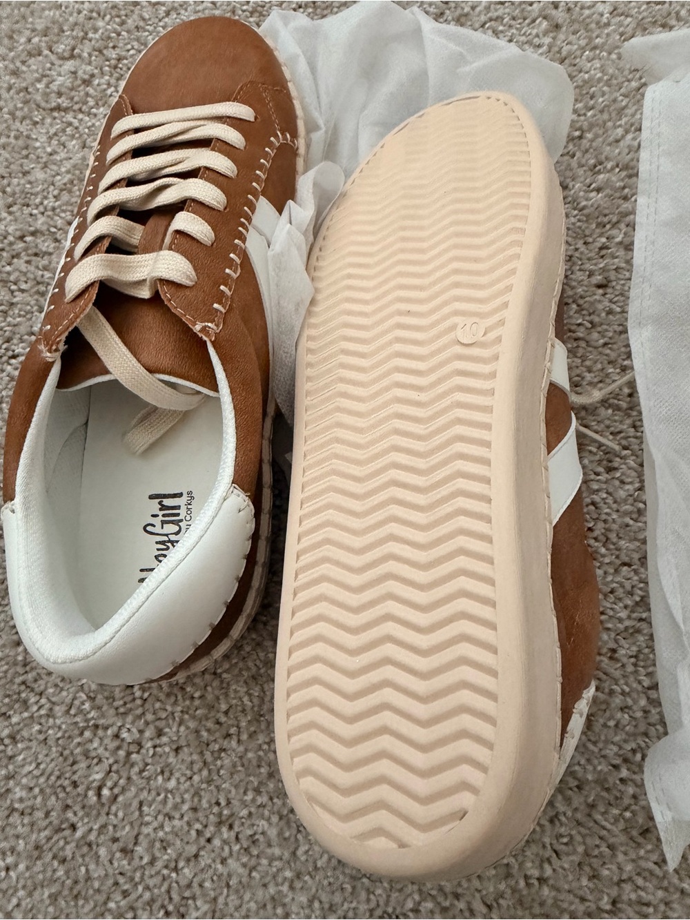 Corkys Brown and White Hey Girl Athletic Sneakers - Picture 3 of 5